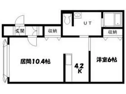 タウンズ緑が丘A(1LDK/1階)の間取り写真