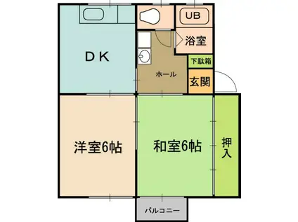 メゾンリベルテ(2DK/2階)の間取り写真