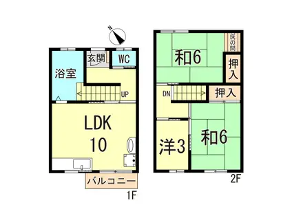 明舞第3団地11号棟(3LDK/3階)の間取り写真