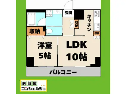 ロータス本陣通(1LDK/4階)の間取り写真