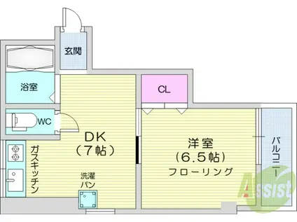 仙台市地下鉄南北線 北四番丁駅 徒歩11分 5階建 築52年(1DK/2階)の間取り写真