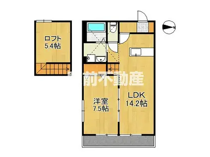 リーフ白壁(1LDK/2階)の間取り写真