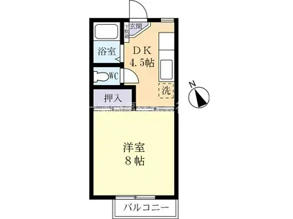 チュリスハナワ A棟(1DK/1階)の間取り写真