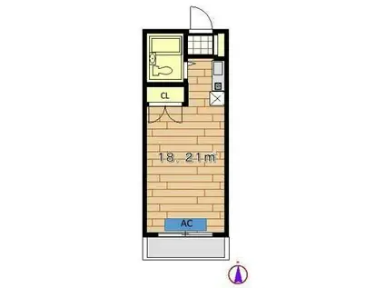 キャッスルハウス田園(ワンルーム/1階)の間取り写真