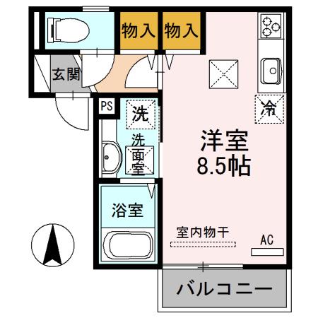 DーROOM塩屋(ワンルーム/1階)の間取り写真