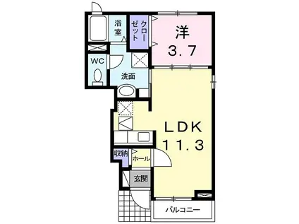 シトロン フィオーレ II(1LDK/1階)の間取り写真