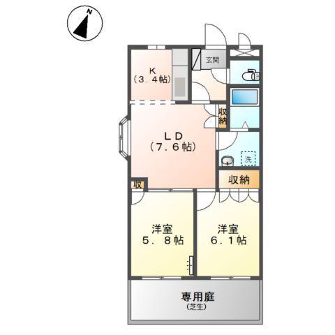 シャン・カルフール(2LDK/1階)の間取り写真