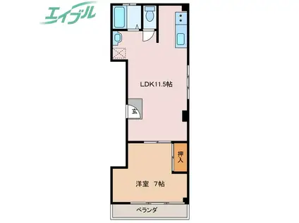 安島コーポ(1LDK/2階)の間取り写真