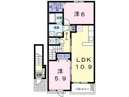 ハピネスII(2LDK/2階)の間取り写真
