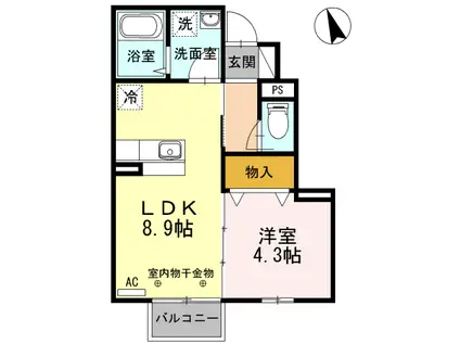 ル・ソレイユ(1LDK/1階)の間取り写真