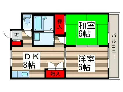 PERSIMMON HOUSE(2DK/1階)の間取り写真