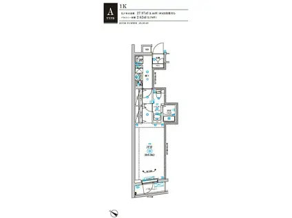 RELUXIA不動前(1K/3階)の間取り写真