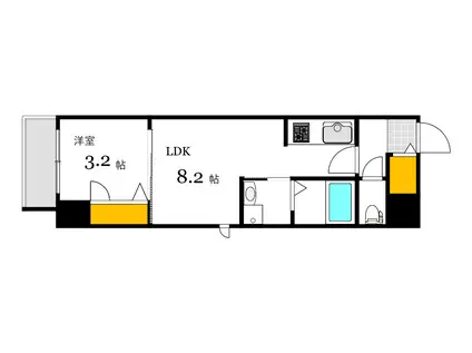 メイクス京橋川(1LDK/7階)の間取り写真