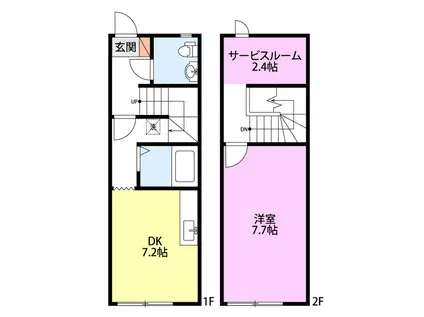 メゾネットキューブ(1SDK/2階)の間取り写真