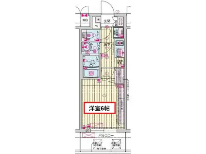 プレサンス鶴橋トレヴィエ(1K/3階)の間取り写真