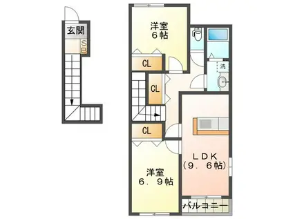 オリオン(2LDK/2階)の間取り写真