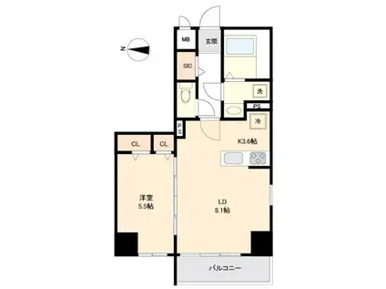 リテラス森下(1LDK/2階)の間取り写真