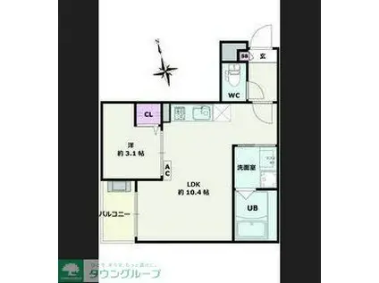 JACK SHIBA I(1LDK/3階)の間取り写真