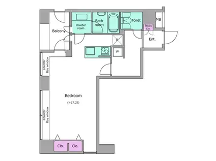 レジディアタワー麻布十番(ワンルーム/5階)の間取り写真