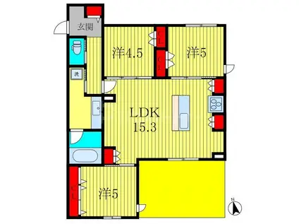 プランドール南流山(3LDK/2階)の間取り写真