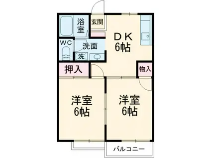 ガーデンハウス日大前(2DK/2階)の間取り写真