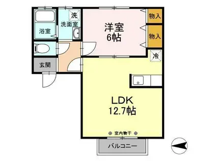 エステート八橋(1LDK/1階)の間取り写真
