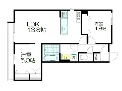 アダージォ阿佐谷(2LDK/1階)の間取り写真