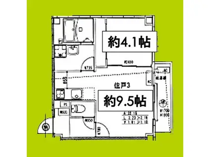ARCA豊中蛍池(1LDK/2階)の間取り写真