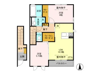 コスモソレイユ(2LDK/2階)の間取り写真