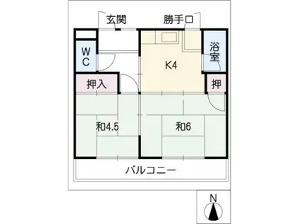 翠明荘(2DK/1階)の間取り写真