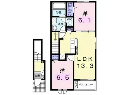 レスポワール D(2LDK/2階)の間取り写真