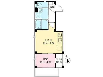 ルポゼ芝富士(1LDK/2階)の間取り写真