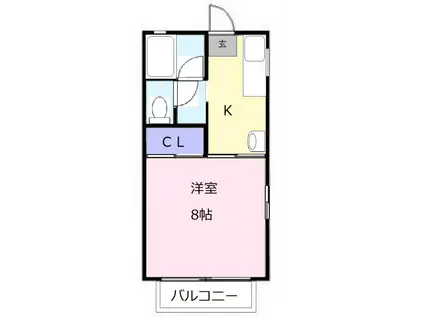 栗真ハイマートエクセル B棟(1K/1階)の間取り写真