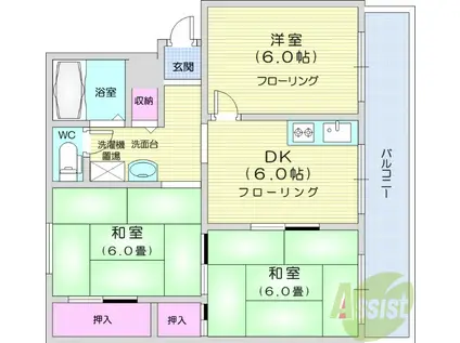 グリーンハイツ(3DK/3階)の間取り写真