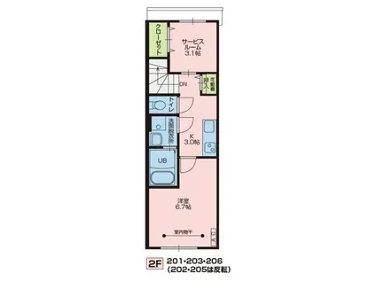 オークB(1SK/2階)の間取り写真