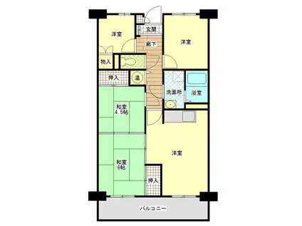 ライオンズマンション厚木(4LDK/2階)の間取り写真