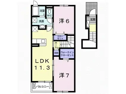 メゾン・エトワールVII(2LDK/2階)の間取り写真