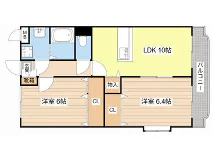 ユーミーJULLIE(2LDK/2階)の間取り写真
