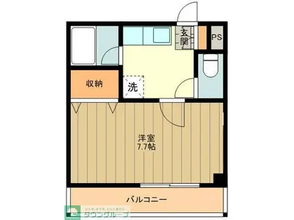 ＪＲ青梅線 福生駅 徒歩3分 3階建 築20年(1K/3階)の間取り写真