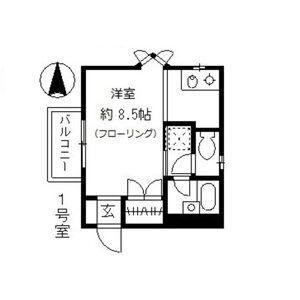 ヒルズ内山(ワンルーム/1階)の間取り写真