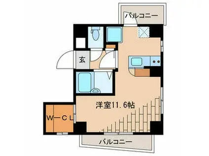 ビエント(ワンルーム/10階)の間取り写真
