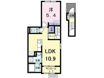 ベルセレーネ成和(1LDK/2階)の間取り写真