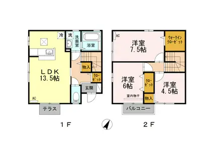 メゾンブランシュ(3LDK/1階)の間取り写真