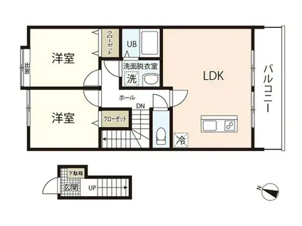 パステラルテラス大野(2LDK/2階)の間取り写真