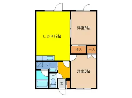 シャルム花園(2LDK/1階)の間取り写真