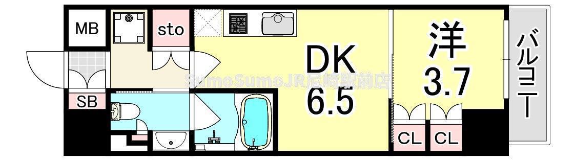 ザ・パークハビオ塚本(1DK/4階)の間取り写真