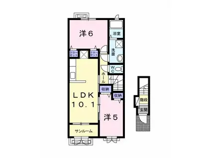 COSTA MESA I(2LDK/2階)の間取り写真