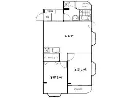 青木ビル(2LDK/2階)の間取り写真