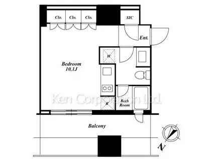 THE ROPPONGI TOKYO SUPERIOR RESIDE(ワンルーム/8階)の間取り写真