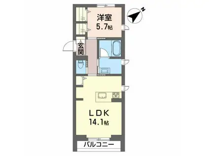 ベレオ・プライム長田町(1LDK/2階)の間取り写真